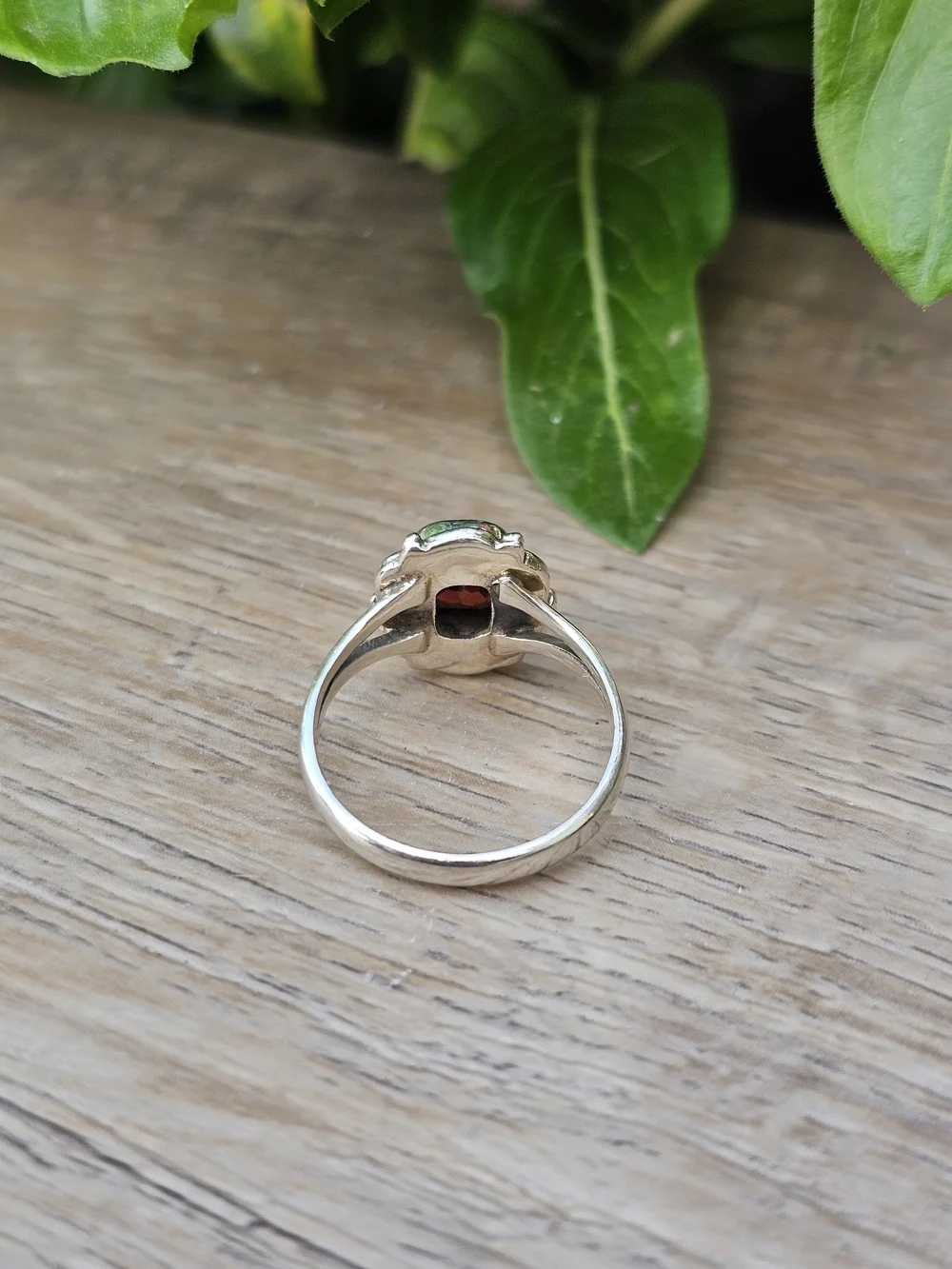 Sterling Silver Garnet-Color Floral Halo Ring